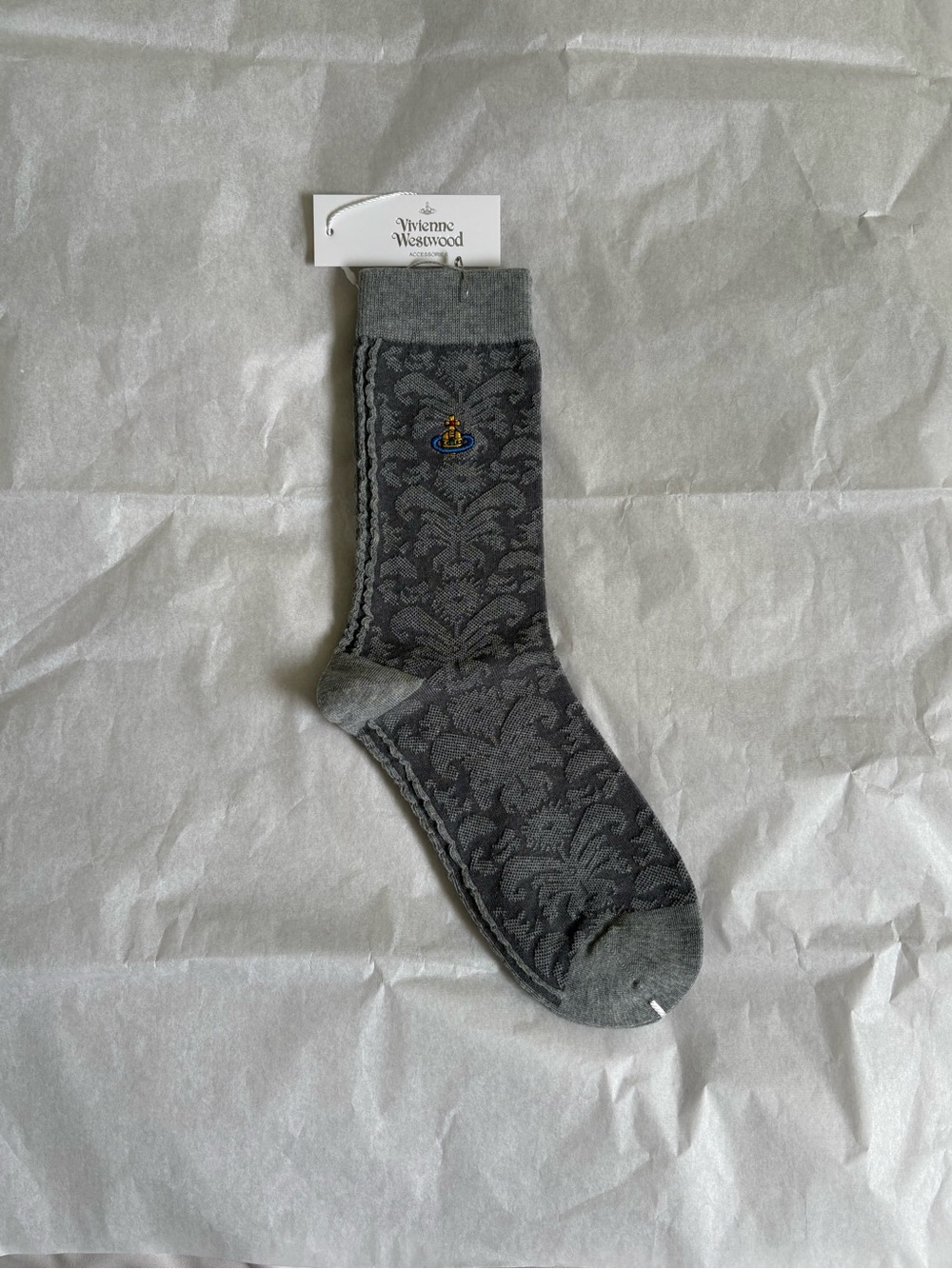Vivienne Westwood crew socks gray one size with patterns